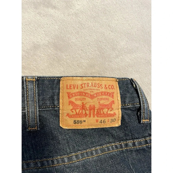Levi’s 559 Jeans Men’s‎ 46 X 30 Blue Dark Wash Straight Leg - Picture 4 of 8